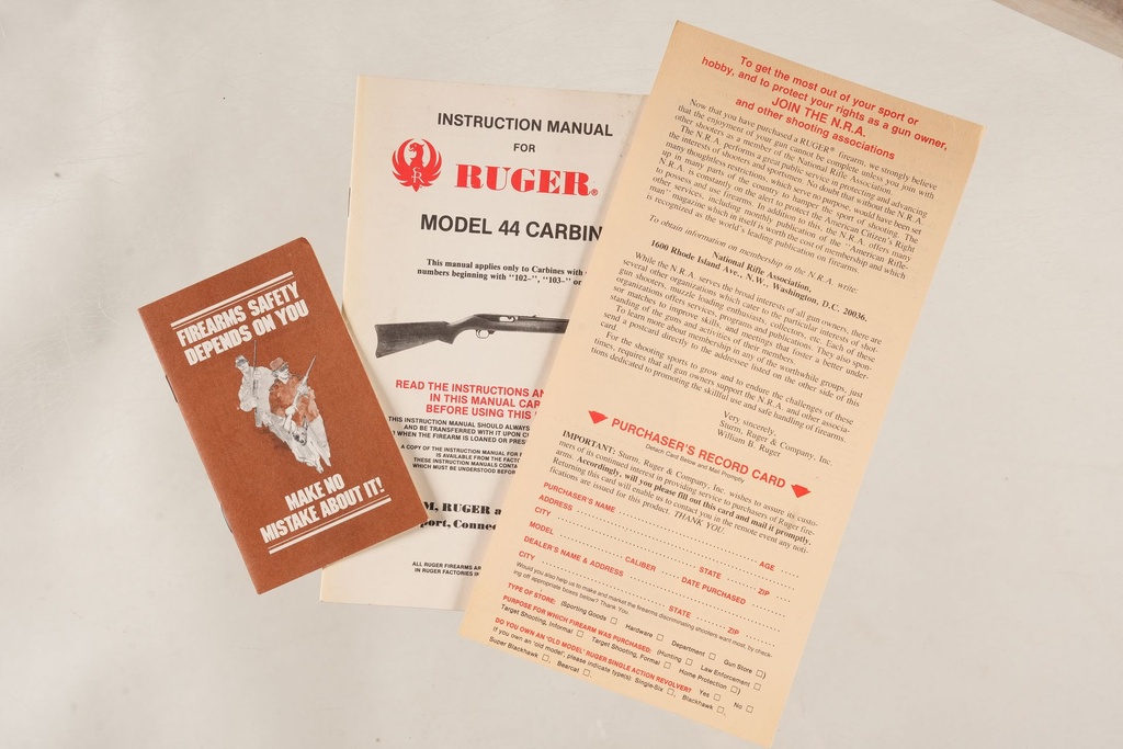 46004 Ruger 44 Carbine 25 year Comm, Semi Rifle .44 mag