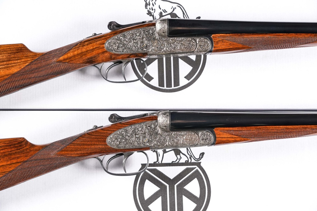 Pair of AYA No. 2 Deluxe Round Action SxS Shotguns 20GA